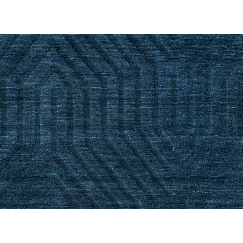 Technique 5' x 8' Solid Navy Hand Loomed Area Rug