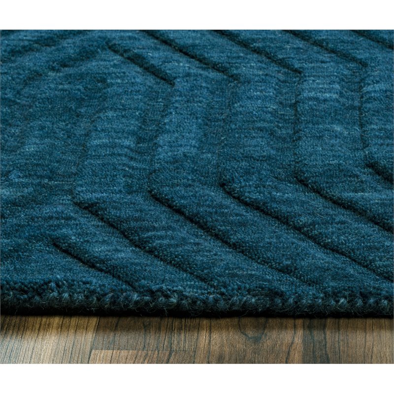 Technique 5' x 8' Solid Navy Hand Loomed Area Rug