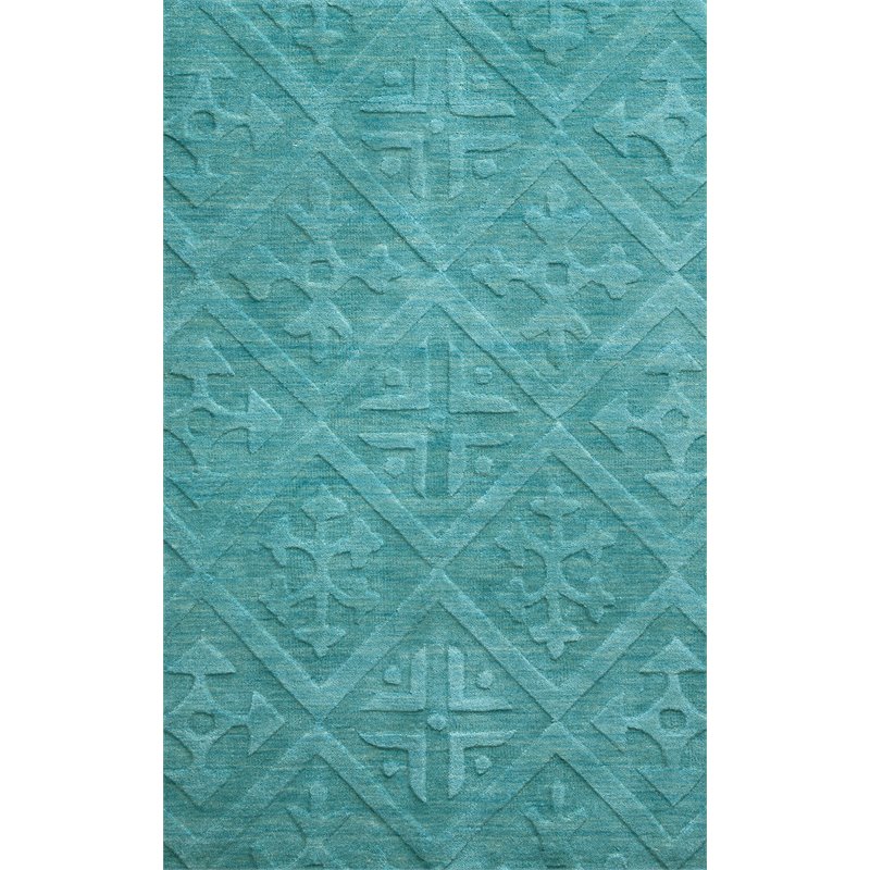 Technique 3' x 5' Solid Blue/Aqua Hand Loomed Area Rug