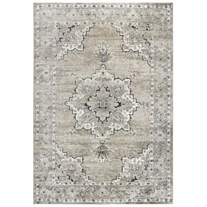 Encore 5'2&quot x 7'3&quot Traditional Medallion Med. Brown/Gray/Rust Power-Loomed Rug