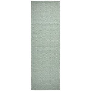 Twist 2'6&quot x 8' Chevron Green Off White Hand Woven Area Rug