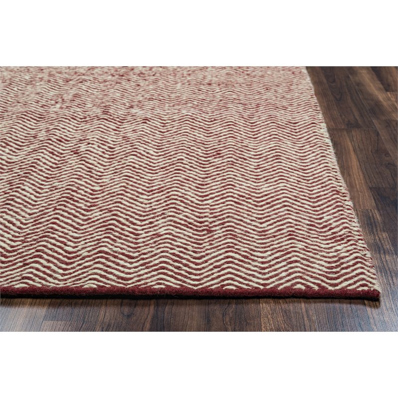 Twist 3' x 5' Chevron Burgundy  Off White Hand Woven Area Rug