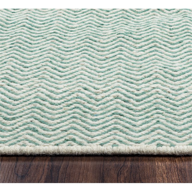 Twist 9' x 12' Chevron Green Off White Hand Woven Area Rug