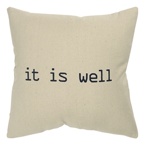 Rizzy Home Sentiment 20&quot x 20&quot Cotton Canvas Pillow Cover in Natural