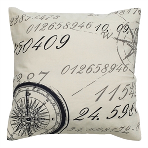 Rizzy Home Script 18&quot x 18&quot Cotton Pillow Cover in Ivory/Black