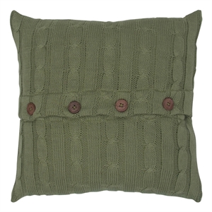 Rizzy Home Cable Knit 18&quot x 18&quot Cotton Pillow Cover in Olive Green
