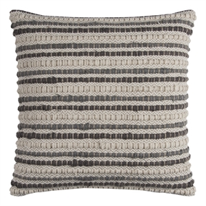 Rizzy Home Stripe 20&quot x 20&quot Linen/Cotton Pillow Cover Gray/Natural