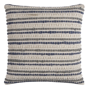 Rizzy Home Stripe 20&quot x 20&quot Linen/Cotton Pillow Cover Blue/Natural
