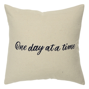 Rizzy Home Sentiment 20&quot x 20&quot Cotton Canvas Pillow Cover in Natural