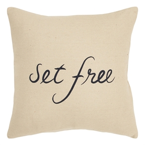 Rizzy Home Sentiment 20&quot x 20&quot Cotton Canvas Pillow Cover in Natural