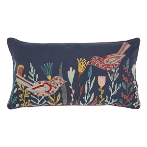 Rizzy Home 14&quot x 26&quot Cotton Pillow Cover Multi-Color Botanical with Birds
