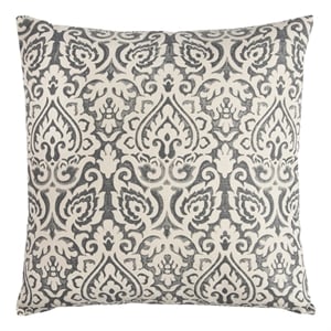 Rizzy Home Damask 22&quot x 22&quot Cotton Pillow Cover in Gray/Natural