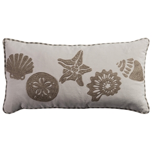Rizzy Home Shells 11&quot x 21&quot Down Filled Pillow with Cotton Cover-Khaki/Natural