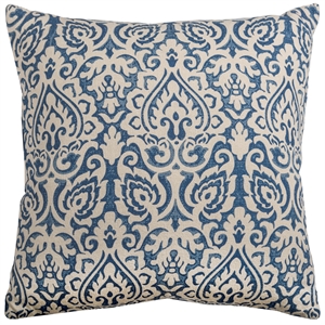 Rizzy Home Damask 22&quot x 22&quot Down Filled Pillow with Cotton Cover-Blue/Natural