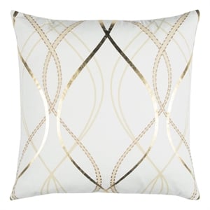 Donny Osmond Geometric 20&quot Down Pillow with Cotton Cover-Ivory/Gold Metallic