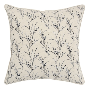 Rizzy Home Floral 20&quot x 20&quot Down Filled Pillow with Blue Cotton Cover