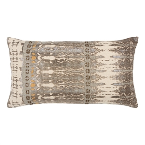 Rizzy Home Abstract 14&quot x 26&quot Down Filled Pillow with Recycled Cotton Cover-Gray