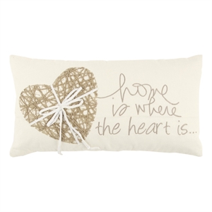 Rizzy Home Heart 11&quot x 21&quot Down Filled Pillow with Cotton Cover-Ivory