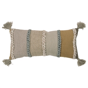 Rizzy Home Stripe 14&quot x 26&quot Down Filled Pillow in Camel/Natural Fabric
