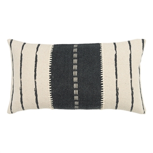 Donny Osmond Stripe 14&quot x 26&quot Down Pillow with Canvas Cover-Charcoal and Ivory