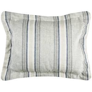 Rizzy Home Stripe 20&quot x 36&quot Natural/Blue Linen King Sham