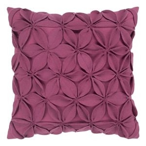 Rizzy Home Botanical Petals 18&quot Poly Filled Pillow w/ Magenta Wool/Cotton Cover