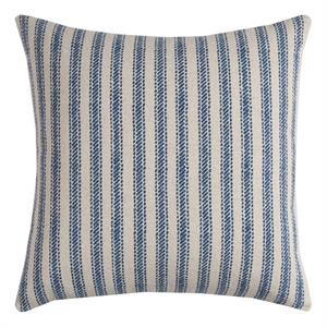 Rizzy Home Ticking Stripe 20&quot x 20&quot Poly Pillow with Cotton Cover-Blue/Natural
