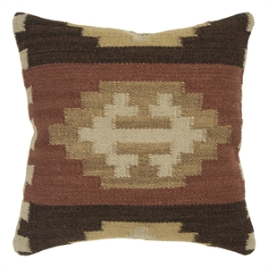 Rizzy Home Southwest 18&quot Poly Filled Pillow with Wool Cover-Multi/Earth Tones