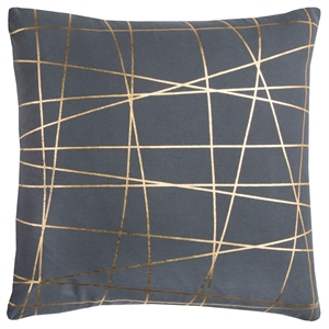 Rachel Kate 20&quot x 20&quot Poly Filled Pillow with Cotton Cover-Gray/Gold Metallic