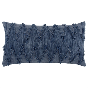 Rizzy Home Chevron 14&quot x 26&quot Poly Filled Pillow with Cotton Cover-Blue