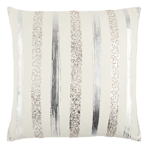 Rizzy Home Stripe 20&quot x 20&quot Poly Filled Pillow with Cotton Cover-Silver