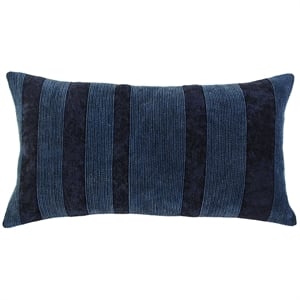 Rizzy Home 14&quot x 26&quot Poly Filled Pillow with Cotton Viscose Velvet Cover-Navy