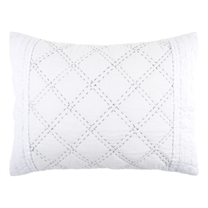 Rizzy Home Geometric 20&quot x 36&quot Cotton King Sham in White