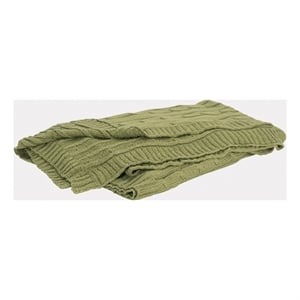 Rizzy Home Cable Knit 50&quot x 60&quot Cotton Throw in Olive Green