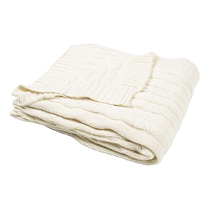 Rizzy Home Cable Knit 50&quot x 60&quot Cotton Throw in Ivory
