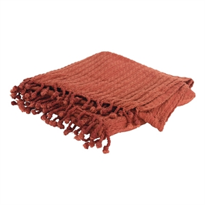 Rizzy Home Cable Knit 50&quot x 60&quot Cotton Throw in Rust
