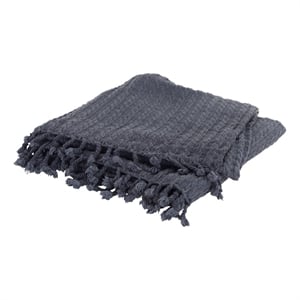 Rizzy Home Cable Knit 50&quot x 60&quot Cotton Throw in Gray Blue