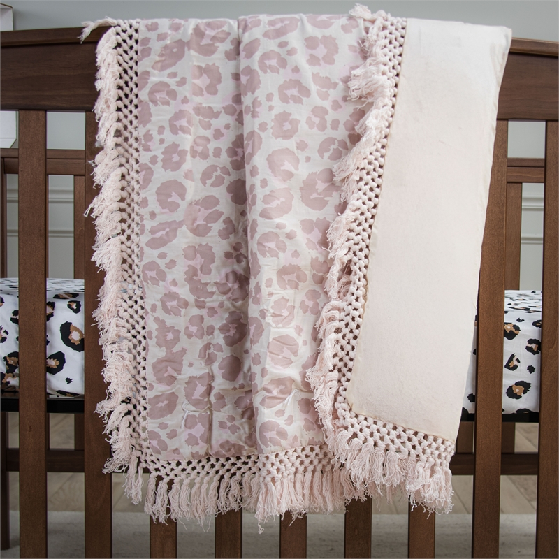 Rizzy Home Tatum Blush/Natural Leopard Print Cotton/Polyester Toddler Quilt