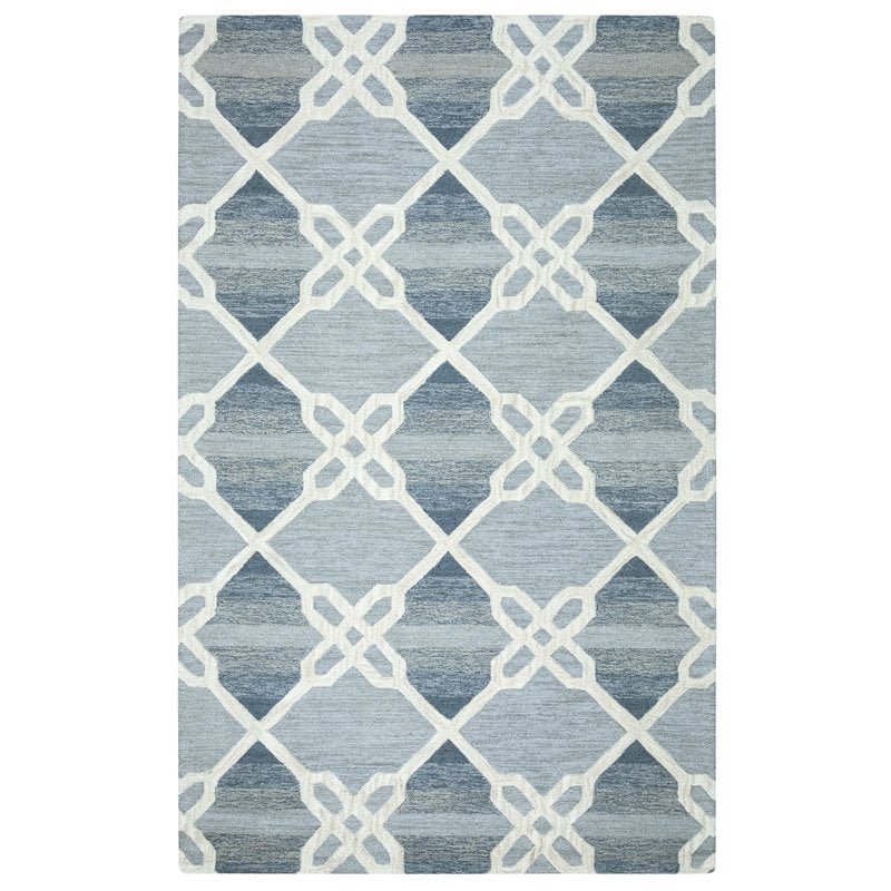 Alora Decor Berlin 8' x 10' Trellis Blue/Gray/Rust/Blue Hand-Tufted Area Rug