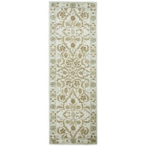 Alora Decor Crypt 2'6&quot x 8' Border Blue/Ivory Hand-Tufted Area Rug