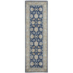 Alora Decor Crypt 2'6&quot x 8' Border Blue/Ivory Hand-Tufted Area Rug