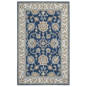 Alora Decor Crypt 3' x 5' Border Blue/Ivory Hand-Tufted Area Rug