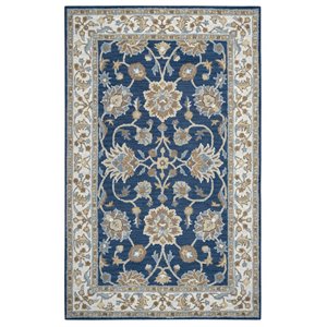 Alora Decor Crypt 5' x 8' Border Blue/Ivory Hand-Tufted Area Rug