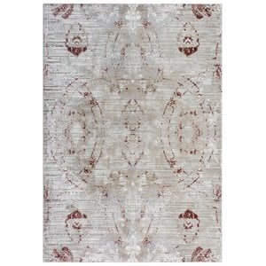 Alora Decor Annex 7'9&quot x 9'9&quot Gray/Beige/Beige/Red Power Loomed Area Rug