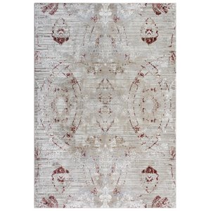 Alora Decor Annex 5' x 7'6&quot Abstract Gray/Beige/Beige/Red Power Loomed Area Rug