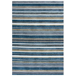 Alora Decor Bermuda 8'6&quotx11'6&quot Stripe Teal/Ivory/Gray Hand-Tufted Area Rug