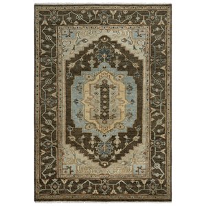 Alora Decor Abby 9' x 12' Traditional Dk. Brown/Brown/Blue Hand Knotted Area Rug