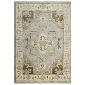 Alora Decor Abby 6' x 9' Traditional Gray/Blue/Brown Hand Knotted Area Rug