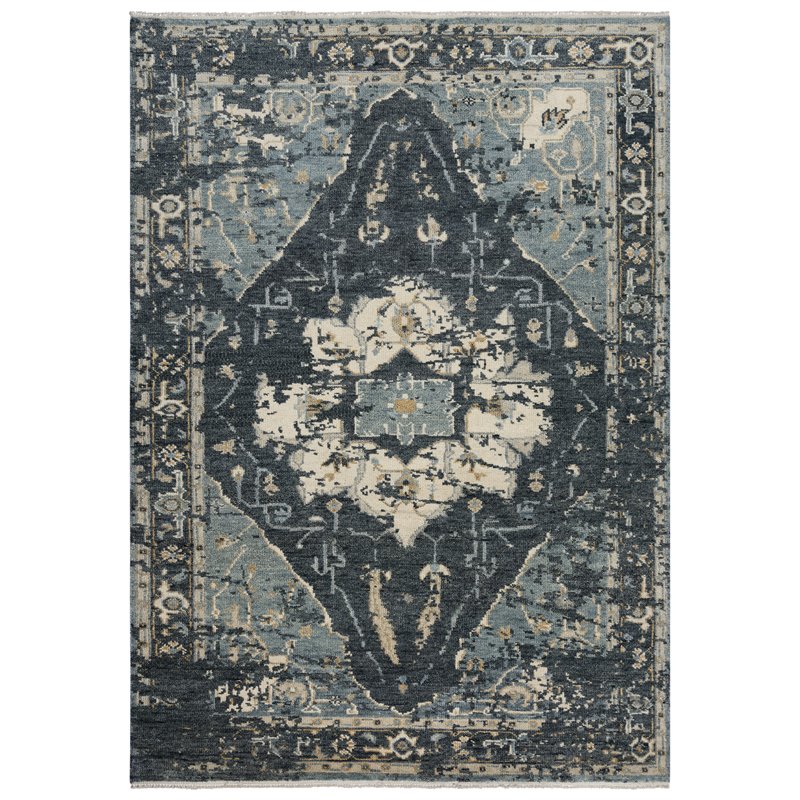 Alora Decor Abby 9' x 12' Traditional Blue/Blue Hand Knotted Area Rug