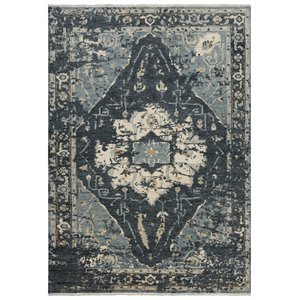 Alora Decor Abby 9' x 12' Traditional Blue/Blue Hand Knotted Area Rug